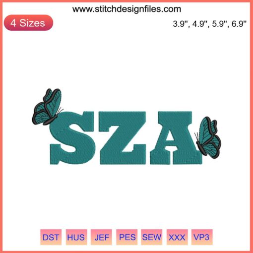 SZA Butterfly Embroidery Design: Artistic pattern featuring a colorful butterfly, ideal gift for SZA enthusiasts.