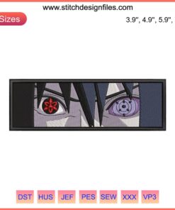 Sasuke Eyes Embroidery Design - Detailed Anime Face Embroidery File with Sharingan Pattern Ideal for Crafting Projects