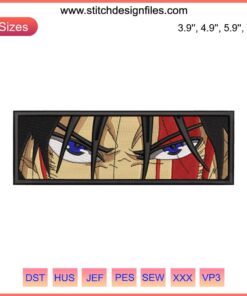 Fushiguro Megumi eyes embroidery design, anime face pattern file, detailed stitching, unique embroidery art for enthusiasts.