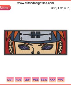Pain Nagato Eyes Embroidery Design, Naruto Anime, Machine Embroidery, High-Quality, Unique Anime Embroidery Pattern