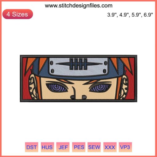 Pain Nagato Eyes Embroidery Design, Naruto Anime, Machine Embroidery, High-Quality, Unique Anime Embroidery Pattern