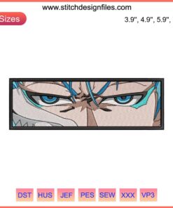 Grimmjow Eyes Embroidery Design File | Bleach Anime Machine Embroidery, Blue Intense Stare, Unique Fan Art Pattern