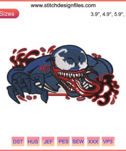 Venom Machine Embroidery Design File - Marvel embroidery pattern featuring a detailed Venom logo for digital crafting projects.
