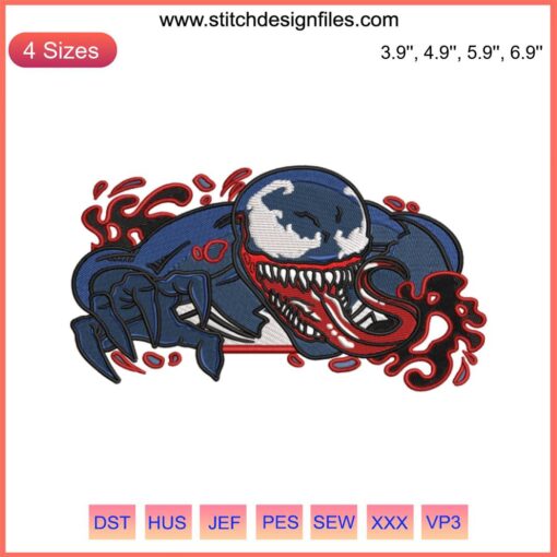 Venom Machine Embroidery Design File - Marvel embroidery pattern featuring a detailed Venom logo for digital crafting projects.