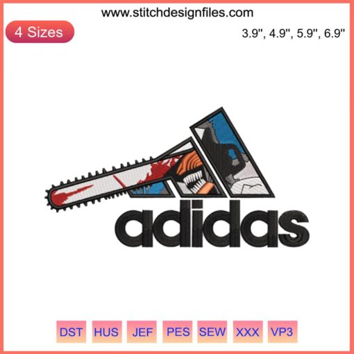 Chainsaw Man Adidas Embroidery Design File | Anime-Inspired Machine Embroidery | Custom Apparel Stitching