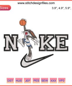 Bugs Bunny & Lola Bunny basketball embroidery design, Nike style, digital file. Perfect for couples, sporty flair.