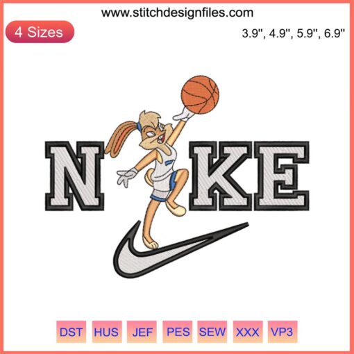 Nike Lola Bunny Basketball Embroidery Design: Bugs & Lola Couple Design File, Cartoon, Vector Art, Digital Download.
