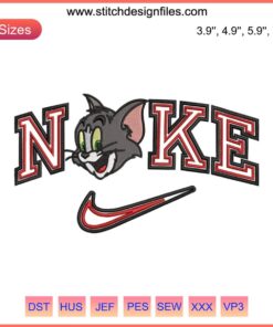 Tom & Jerry Nike Cat Embroidery Design File, Tom Face, Cartoon Couple Style, Digital Download, Embroidery Pattern