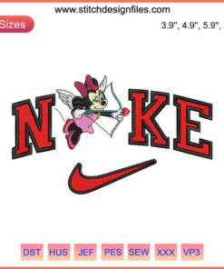 Mickey and Minnie Mouse embroidery design, Cupid theme, digital file, perfect for Valentine's Day or couple projects.