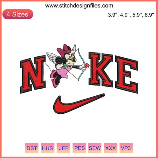 Mickey and Minnie Mouse embroidery design, Cupid theme, digital file, perfect for Valentine's Day or couple projects.