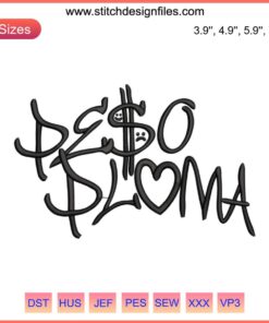 Peso Pluma Embroidery Music Machine Design File: Intricate musical note pattern with artistic Peso Pluma's signature motif.