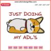 Corgi Dog Embroidery Design | Fun ADL's Activity | Cute Digital Corgi Embroidery File for DIY Craft Projects