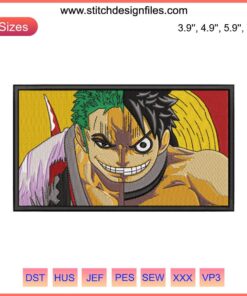 Zoro and Luffy One Piece Embroidery Design File | Anime Duo Stitched Pattern | Manga Art DIY Craft Template