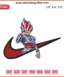 Nike Goku Black Embroidery Design File, Super Saiyan Anime Art, Custom Dragon Ball Z Apparel Patch, Digital Stitching Patterns