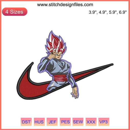 Nike Goku Black Embroidery Design File, Super Saiyan Anime Art, Custom Dragon Ball Z Apparel Patch, Digital Stitching Patterns