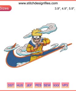 Nike Naruto Embroidery Design File: Anime-inspired sneaker with intricate Naruto-themed embroidery for digital download.