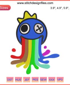 Roblox Blue Rainbow Friends Face Embroidery Design File - Colorful, Playful Embroidery for DIY Projects & Roblox Fans