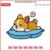Adorable Corgi sleeping on a pillow embroidery design, perfect corgi dog digital file for crafting and embroidery projects.
