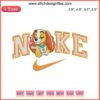 Nike Lady Embroidery Cartoon Design File: Vibrant cartoon-style illustration featuring a Nike lady character with dynamic embroidery patterns.