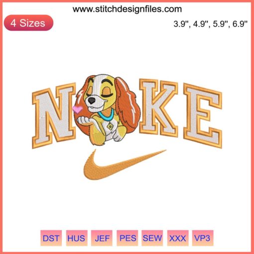 Nike Lady Embroidery Cartoon Design File: Vibrant cartoon-style illustration featuring a Nike lady character with dynamic embroidery patterns.