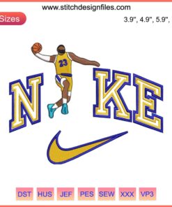 LeBron James Nike Embroidery Design File | Detailed Basketball Machine Embroidery Pattern