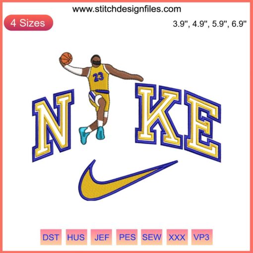 LeBron James Nike Embroidery Design File | Detailed Basketball Machine Embroidery Pattern