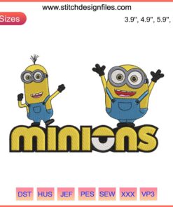 Minions Cartoon Embroidery Design File | Rise of Gru-themed Embroidery Pattern for Crafting and Sewing Projects