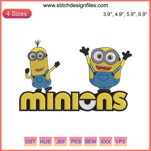 Minions Cartoon Embroidery Design File | Rise of Gru-themed Embroidery Pattern for Crafting and Sewing Projects