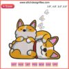 Cute Corgi Couple Embroidery: Adorable sleeping corgis design file for machine embroidery | Corgi dog digital artwork