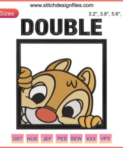 Double Chip and Dale Embroidery Design File, Disney, Machine Stitch Pattern, Cute Cartoon Rodents, Craft, DIY Embroidery
