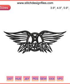 Aerosmith Logo Embroidery Design File: Iconic music band emblem, machine embroidery pattern, digital download for apparel customization.