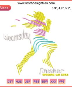 Bloomsday 2023 Finisher Embroidery Design, Spokane WA | Machine Embroidery File Featuring Floral and Event Details