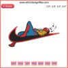 "Spider-Man embroidery design listening to music; swoosh machine file, intricate digital design for personalization."