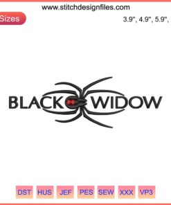 Black Widows Softball Embroidery Design - Women's Softball Team Logo Digital File | Custom Team Graphics.