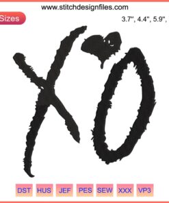 Embroidery design file featuring The Weeknd XO logo in Music Machine style, ideal for fans and crafters seeking unique patterns.