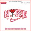 Nike Logo Heart Embroidery | Heart Love Machine Design File 2 Nike Logo Heart Embroidery Design File: Heart-shaped Nike logo embroidery pattern for fashion and craft projects.