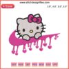 Cute Hello Kitty embroidery design with swoosh and dripping effect, perfect for machine embroidery projects.