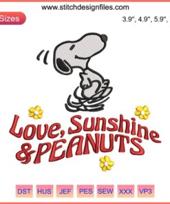 Snoopy Sunshine Embroidery Design | Cute Snoopy Machine Stitching File | Adorable Peanuts Character | Instant Download