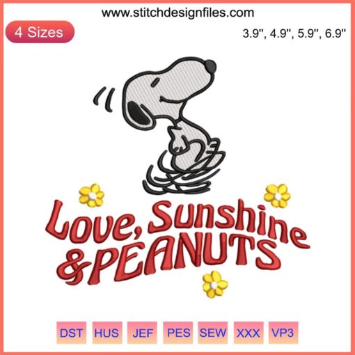 Snoopy Sunshine Embroidery Design | Cute Snoopy Machine Stitching File | Adorable Peanuts Character | Instant Download