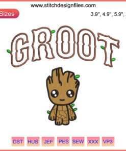 Groot Embroidery Design | Guardians of the Galaxy Machine File | Marvel Character Stitch Pattern | DIY Embroidery Decor