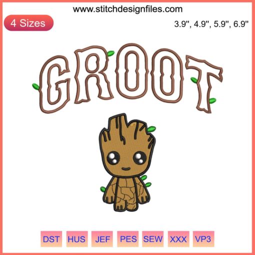 Groot Embroidery Design | Guardians of the Galaxy Machine File | Marvel Character Stitch Pattern | DIY Embroidery Decor