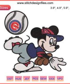 Chicago Cubs Mickey Mouse MLB Embroidery Design File - Baseball Machine Pattern