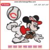 Cincinnati Reds Mickey Baseball Embroidery MLB Design File: Detailed Mickey Mouse in Reds jersey stitching pattern.