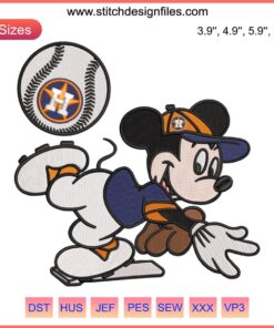 Astros Houston Mickey embroidery design featuring MLB baseball theme for digital machine stitching file.