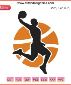 Basketball Jordan Embroidery Design | Sporty vector file of famous jumpman silhouette for machine embroidery enthusiasts.