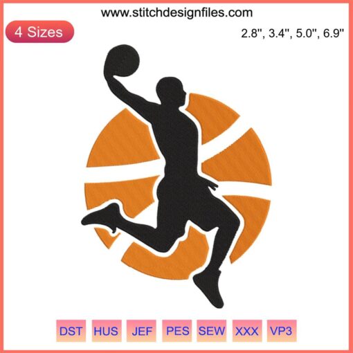 Basketball Jordan Embroidery Design | Sporty vector file of famous jumpman silhouette for machine embroidery enthusiasts.