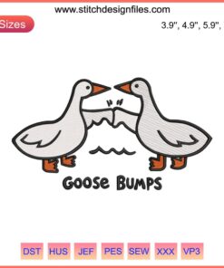 Goose Bumps Embroidery Design | Humorous Goose Stitch Pattern | Animal Machine Embroidery File | Quirky Goose Joke Art