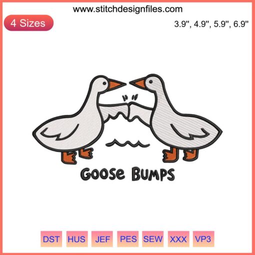 Goose Bumps Embroidery Design | Humorous Goose Stitch Pattern | Animal Machine Embroidery File | Quirky Goose Joke Art