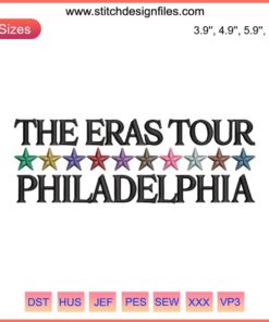 Taylor Swift Eras Tour Philadelphia machine embroidery file featuring intricate concert-themed design.