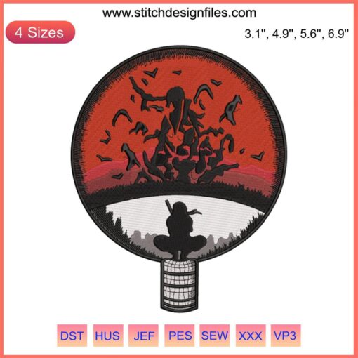 Itachi Uchiha Embroidery Design, Naruto Anime, Ninja Stitch Art, Embroidery File for Sewing, Character Illustration